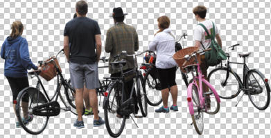 ambient light, back, bicycle, casual, caucasian, cutout, cutout groups, cutout people, cycling, day, diffuse, diffused light, elevated, group, NA, natural light, people, summer