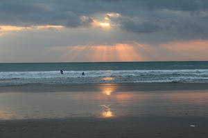 Bali, beach, cloud, day, dusk, dusk, eye level view, godrays, Indonesia, sky, summer