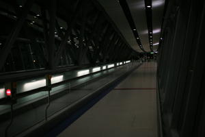 airport, artificial lighting, ceiling, corridor, eye level view, floor, indoor lighting, Madrid, Spain