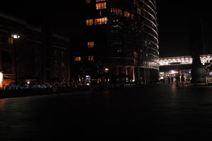 artificial lighting, building, building, city, cityscape, England, eye level view, London, night, pavement, pavement, promenade, sidewalk, The United Kingdom, winter