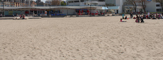 beach, Boulogne-sur-Mer, day, eye level view, France, group, Nord-Pas-de-Calais, people, spring, sunbathing, sunny