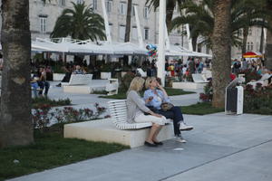 casual, caucasian, Croatia, day, diffuse, diffused light, eye level view, group, natural light, people, promenade, sitting, Split, Splitsko-Dalmatinska, summer, summer