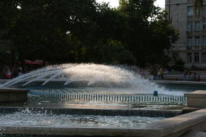 afternoon, Bulgaria, day, eye level view, fountain, plaza, summer, sunny, sunset, Varna