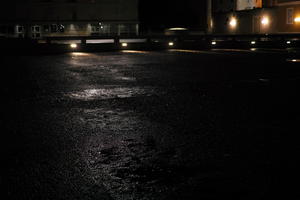 artificial lighting, city, Croatia, eye level view, night, pavement, plaza, spring, urban, walkway, wet, Zadar, Zadarska