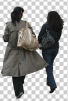 back, couple, cutout, cutout couples, cutout people, day, diffuse, diffused light, eye level view, people, walking, winter, woman