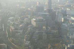 above, autumn, city, cityscape, day, diffused light, England, fog, London, natural light, The United Kingdom