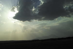 Andalucia, cloud, dusk, eye level view, San Pedro, sky, Spain, summer, sun glare, sunny