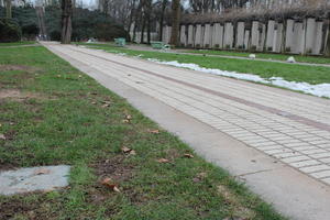 day, eye level view, France, grass, Ile-De-France, natural light, overcast, Paris, park, pavement, winter