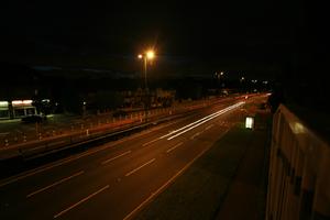 artificial lighting, elevated, England, evening, grass, London, road, The United Kingdom