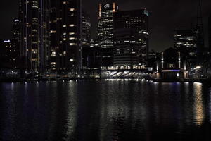 artificial lighting, cityscape, England, eye level view, London, night, reflected, river, The United Kingdom