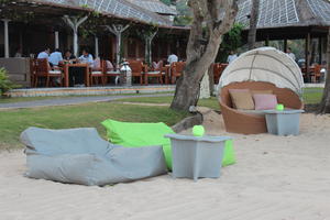 Bali, beach, cafe, chair, day, eye level view, furniture, hotel, Indonesia, resort, summer, sunny, table