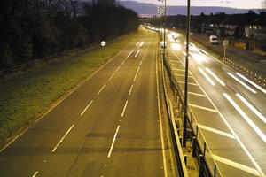 artificial lighting, car, car lights, city lights, elevated, England, evening, London, night, outdoor lighting, road, The United Kingdom, traffic, urban, winter