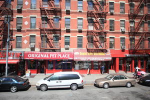 building, car, day, elevated, facade, Manhattan, New York, shop, stair, street, sunny, The United States