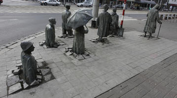 ambient light, cloudy, day, diffuse, diffused light, Dolnoslaskie, eye level view, natural light, plaza, Poland, sculpture, square, winter, Wroclaw