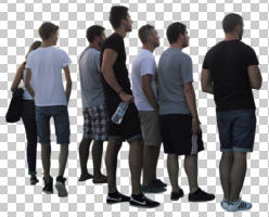 casual, caucasian, cutout, cutout groups, cutout people, day, diffuse, diffused light, eye level view, group, standing, summer, youngster