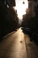 Agios Nikolaos, autumn, dusk, eye level view, Greece, Lasithi, residential, silhouette, street