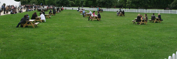 bench, day, diffuse, diffused light, England, eye level view, grass, group, London, park, people, picnicking, sitting, summer, The United Kingdom