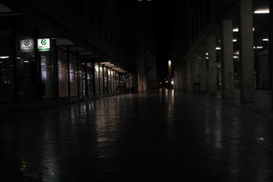 artificial lighting, building, city, Croatia, eye level view, night, pavement, pavement, paving, spring, street, wet, Zadar, Zadarska