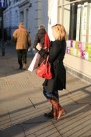 afternoon, day, England, eye level view, London, natural light, people, side, street, The United Kingdom, walking, winter, winter, woman