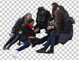 casual, caucasian, cutout, cutout groups, cutout people, day, eye level view, girl, group, natural light, people, side, sitting, winter