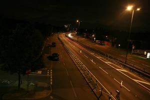 artificial lighting, car, elevated, England, evening, London, road, The United Kingdom