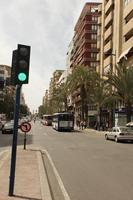 Alicante, bus, day, eye level view, natural light, Spain, street, sunny, traffic light, Valenciana