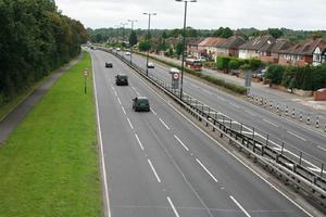 car, day, elevated, England, grass, guardrail, London, natural light, road, The United Kingdom, vegetation