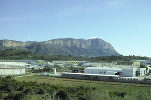 above, day, eye level view, industrial, mountain, Spain, sunny, Valenciana, warehouse