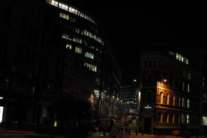 building, city, city, city lights, cityscape, England, evening, eye level view, London, night, street, The United Kingdom, winter