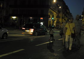 artificial lighting, car, city lights, evening, eye level view, France, Nice, night, Provence Alpes Cote D