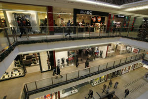 artificial lighting, elevated, indoor lighting, interior, Krakow, Malopolskie, Poland, shop, shopfronts, shopping centre