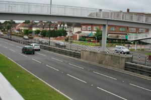 car, day, elevated, England, grass, guardrail, London, natural light, road, The United Kingdom, vegetation