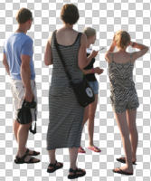 back, casual, caucasian, cutout, cutout groups, cutout people, day, eye level view, family, group, natural light, people, standing, summer