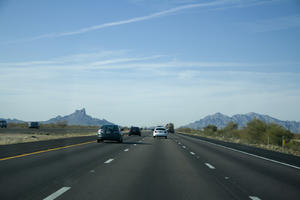 California, car, clear, day, eye level view, road, sky, summer, sunny, The United States