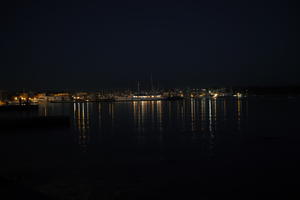 artificial lighting, autumn, boat, Croatia, evening, eye level view, harbour, night, reflected, seascape, Sibensko-Kninska, Vodice