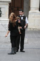 autumn, day, diffuse, diffused light, eye level view, Malta, mother and child, natural light, standing, talking, waiter