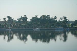 boat, day, East Timor, Egypt, Egypt, eye level view, natural light, palm, river, river Nile, tree, vegetation