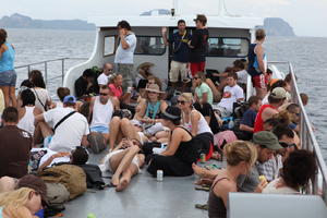 boat, casual, day, diffuse, diffused light, eye level view, group, people, sitting, summer, Thailand