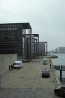 building, car, Copenhagen , day, Denmark, elevated, facade, Kobenhavn, office building, overcast, pavement, street