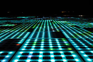 artificial lighting, Croatia, eye level view, floor, LED, night, plaza, spring, urban, wet, Zadar, Zadarska