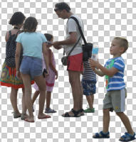 caucasian, children, cutout, cutout groups, cutout people, day, diffuse, diffused light, eye level view, family, group, people, standing, summer