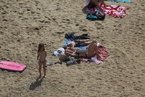 Aquitaine, beach, Biarritz, day, elevated, France, people, spring, sunbathing, sunlight, sunny, sunshine