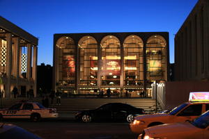 artificial lighting, car, evening, eye level view, Manhattan, New York, street, The United States, theatre