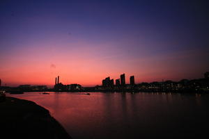 cityscape, clear, dusk, dusk, elevated, England, evening, eye level view, London, river, river thames, silhouette, sunset, The United Kingdom, twilight, winter