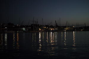 artificial lighting, autumn, boat, Croatia, evening, eye level view, harbour, reflected, seascape, Splitsko-Dalmatinska, Trogir