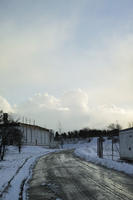 cloud, cloudy, day, diffuse, diffused light, eye level view, Poland, road, sky, snow, sunlight, winter