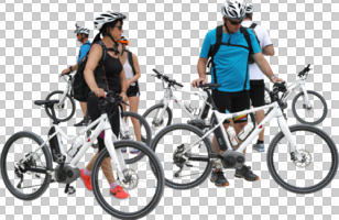 ambient light, bicycle, casual, caucasian, cutout, cutout groups, cutout people, cycling, day, diffuse, diffused light, eye level view, group, NA, natural light, people, pushing, side, sporty, summer, summer