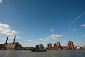 boat, cityscape, day, England, eye level view, London, river, The United Kingdom, transport