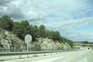 cliff, countryside, day, eye level view, road, Spain, sunny, Valenciana, vegetation