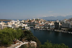 Agios Nikolaos, autumn, boat, day, elevated, Greece, Lasithi, marina, town, transport, tree, vegetation